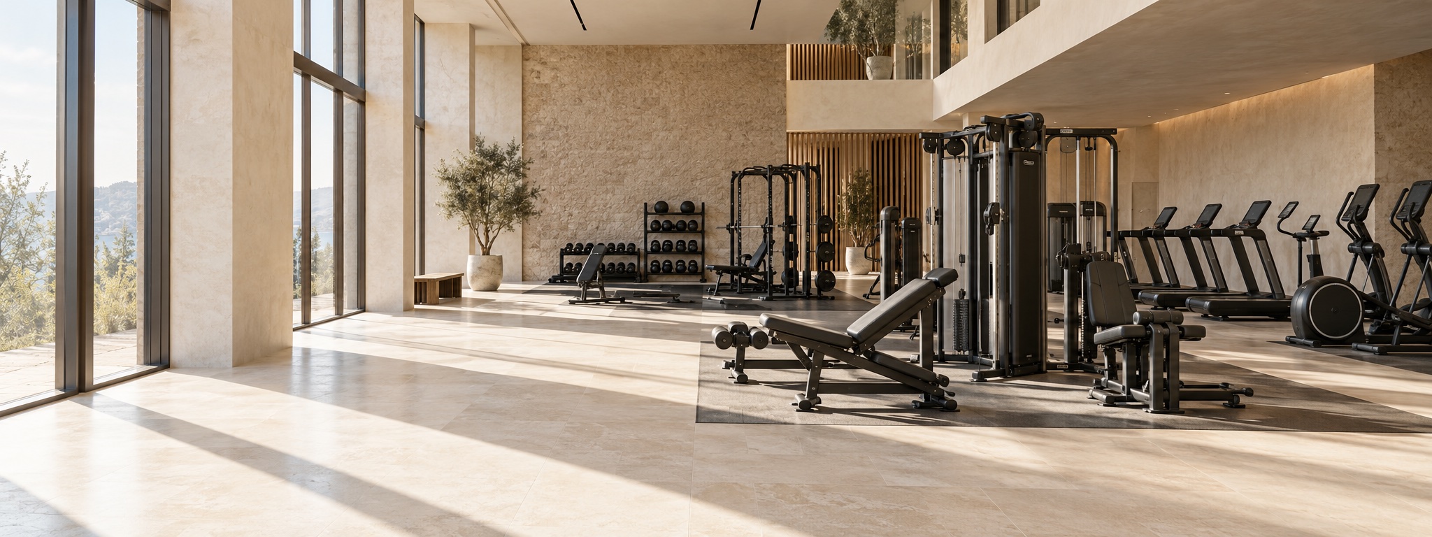 Concept visualization of a daylight commercial training floor